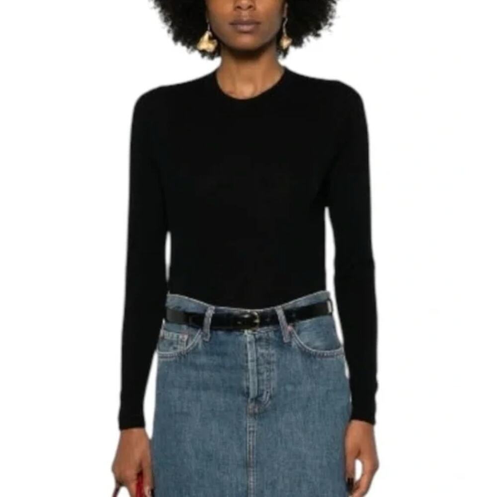 VINCE M SWEATER WOOL CASHMERE BLEND CREW NECK PULLOVER BLACK MSRP $295